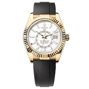 Đồng Hồ Rolex Sky-Dweller 42mm 336238-0003 Mặt Số Màu Trắng Dây Đeo Oysterflex