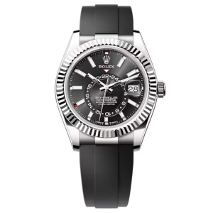 Đồng Hồ Rolex Sky-Dweller 42mm 336239-0002 Mặt Số Màu Đen Sáng Dây Đeo Oysterflex