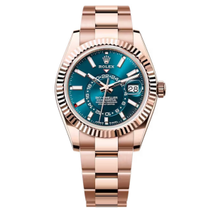Đồng Hồ Rolex Sky-Dweller 42mm 336935-0001 Mặt Số Màu Xanh Lục Lam Dây Đeo Oyster Vàng Hồng
