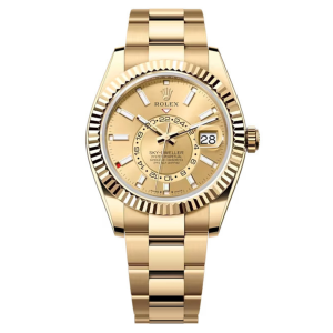 Đồng Hồ Rolex Sky-Dweller 42mm 336938-0001 Mặt Số Màu Champagne Dây Đeo Oyster Vàng Kim