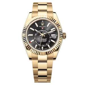 Đồng Hồ Rolex Sky-Dweller 42mm 336938-0002 Mặt Số Màu Đen Sáng Dây Đeo Oyster Vàng Kim