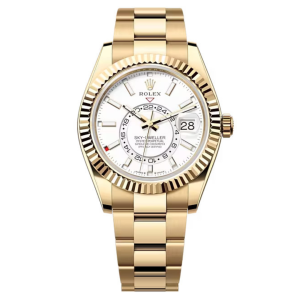Đồng Hồ Rolex Sky-Dweller 42mm 336938-0003 Mặt Số Màu Trắng Dây Đeo Oyster Vàng Kim
