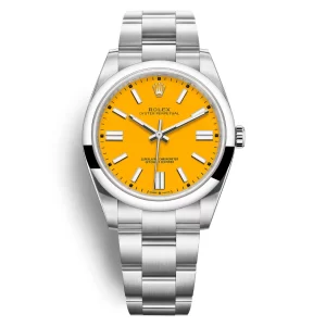 Đồng Hồ Rolex Oyster Perpetual 41mm 124300-0004 Mặt Số Màu Vàng Dây Đeo Oyster