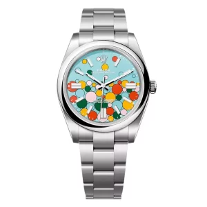 Đồng Hồ Rolex Oyster Perpetual 41mm 124300-0008 Mặt Số Xanh Ngọc Lam Họa Tiết Celebration Dây Đeo Oyster