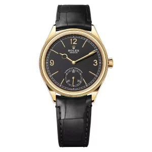 Đồng Hồ Rolex Perpetual 1908 39mm 52508-0002 Mặt Số Màu Đen Dây Da Cá Sấu