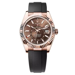 Đồng Hồ Rolex Sky-Dweller 42mm 336235-0002 Mặt Số Chocolate Dây Đeo Oysterflex Vàng Hồng