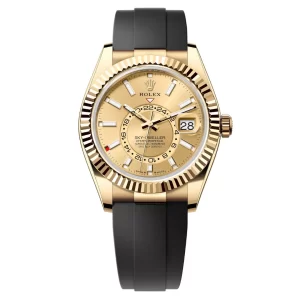 Đồng Hồ Rolex Sky-Dweller 42mm 336238-0001 Mặt Số Vàng Champagne Dây Đeo Oysterflex Vàng Vàng