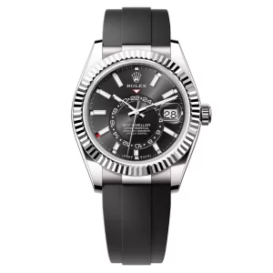 Đồng Hồ Rolex Sky-Dweller 42mm 336239-0002 Mặt Số Màu Trắng Dây Đeo Oysterflex Vàng Trắng