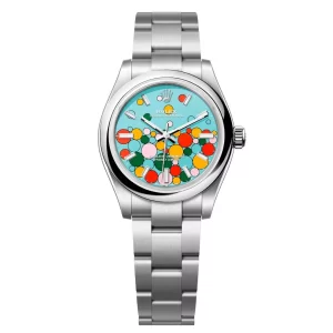 Đồng Hồ Rolex Oyster Perpetual 31mm 277200-0010 Mặt Số Xanh Ngọc Lam Họa Tiết Celebration Dây Đeo Oyster