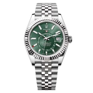 Đồng Hồ Rolex Sky-Dweller 42mm M336934-0002 Mặt Số Màu Xanh Bạc Hà Dây Đeo Julibee Vàng Trắng