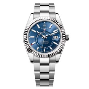Đồng Hồ Rolex Sky-Dweller 42mm M336934-0005 Mặt Số Màu Xanh Sáng Dây Đeo Oyster Vàng Trắng
