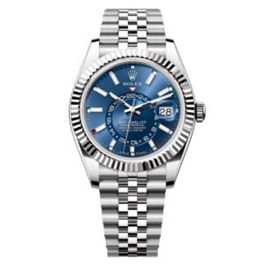 Đồng Hồ Rolex Sky-Dweller 42mm M336934-0006 Mặt Số Màu Xanh Sáng Dây Đeo Jubilee Vàng Trắng