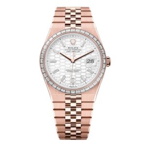 Đồng Hồ Rolex Land-Dweller 40mm M127385TBR-0003 Mặt Số Màu Trắng Họa Tiết Tổ Ong Dây Đeo Flat Jubilee Vàng Hồng