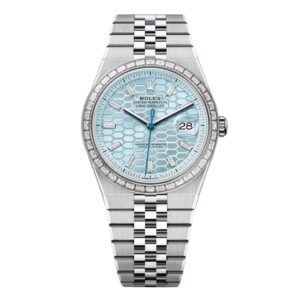 Đồng Hồ Rolex Land-Dweller 40mm M127386TBR-0001 Mặt Số Ice Blue, Nạm Kim Cương, Họa Tiết Tổ Ong Dây Đeo Flat Jubilee Bạch Kim