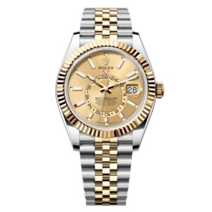 Đồng Hồ Rolex Sky-Dweller 42mm M336933-0002 Mặt Số Champagne Sáng Dây Đeo Jubilee Vàng Vàng