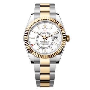 Đồng Hồ Rolex Sky-Dweller 42mm M336933-0005 Mặt Số Màu Trắng Sáng Dây Đeo Oyster Vàng Vàng