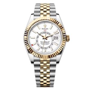 Đồng Hồ Rolex Sky-Dweller 42mm M336933-0006 Mặt Số Màu Trắng Dây Đeo Jubilee Vàng Vàng