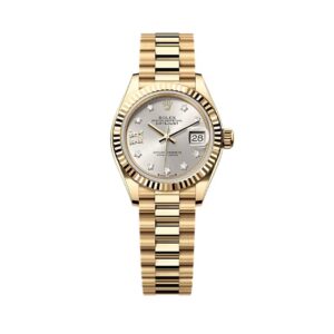 Đồng Hồ Rolex Lady Datejust 28mm 279178-0002 Mặt Số Màu Bạc Cọc Kim Cương Sao Dây Đeo President Vàng Vàng