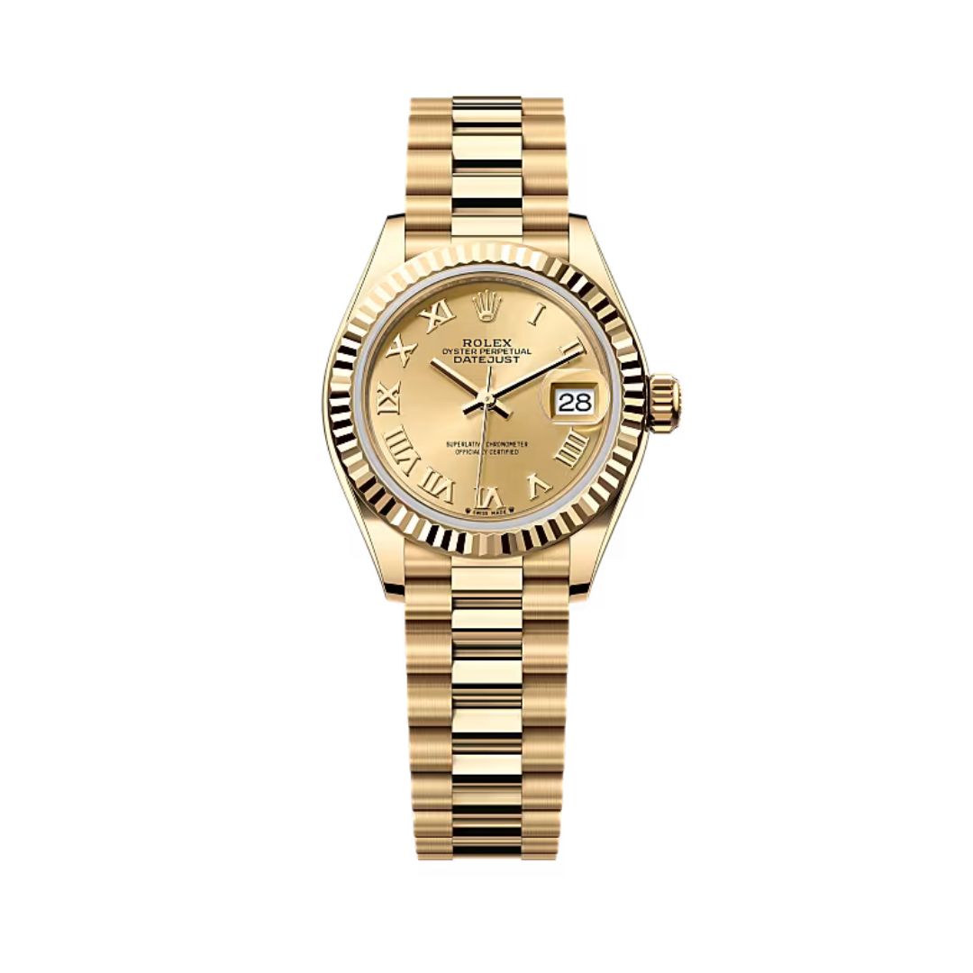 Đồng Hồ Rolex Lady Datejust 28mm 279178-0022 Mặt Số Champange Cọc La Mã Dây Đeo President Vàng Vàng