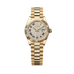 Đồng Hồ Rolex Lady Datejust 28mm 279178-0031 Mặt Số Đính Kim Cương Cọc La Mã Dây Đeo President Vàng Vàng