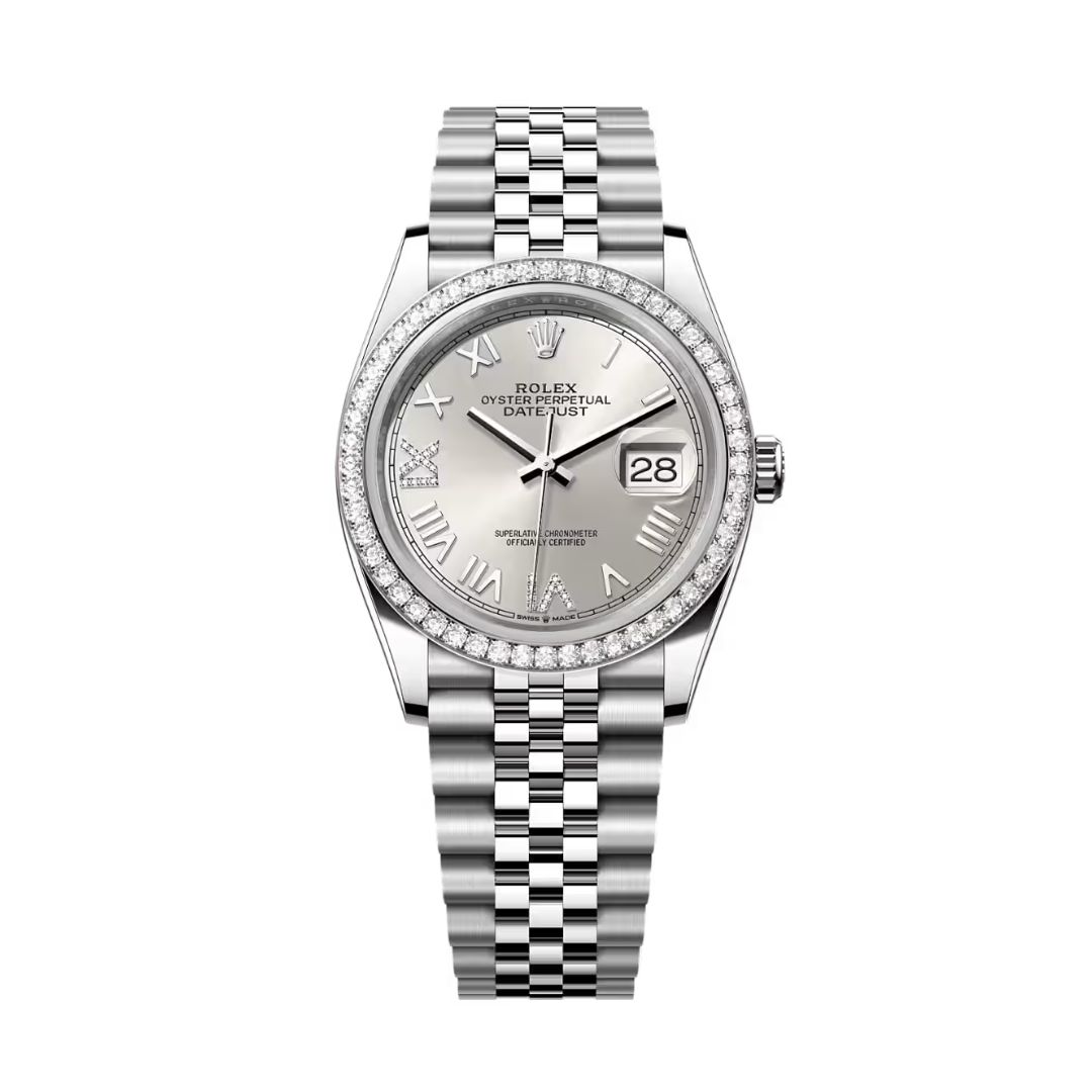 Đồng Hồ Rolex Datejust 36mm 126284RBR-0059 Mặt Số Bạc Cọc Số La Mã Dây Đeo Jubilee