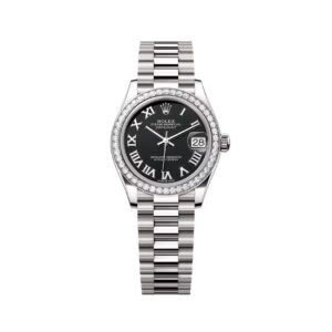 Đồng Hồ Rolex Datejust 31mm 278289RBR-0011 Mặt Số Đen Sáng Cọc Số La Mã Dây Đeo President Vàng Trắng