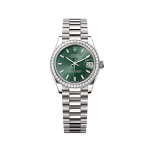 Đồng Hồ Rolex Datejust 31mm 278289RBR-0015 Mặt Số Xanh Bạc Hà Cọc Số Dạ Quang Dây Đeo President Vàng Trắng