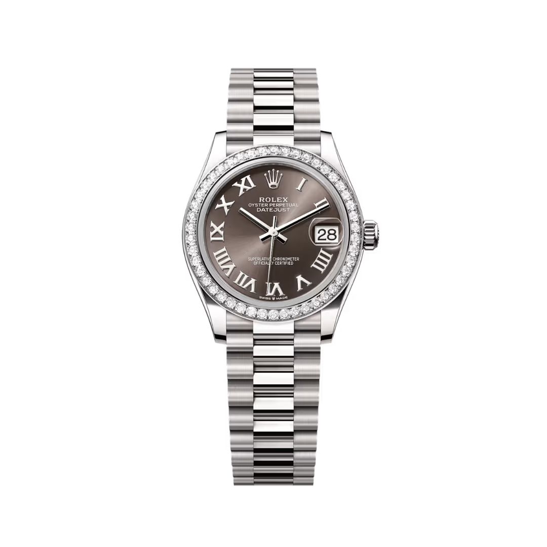 Đồng Hồ Rolex Datejust 31mm 278289RBR-0017 Mặt Số Xám Đậm Cọc Số La Mã Dây Đeo President Vàng Trắng