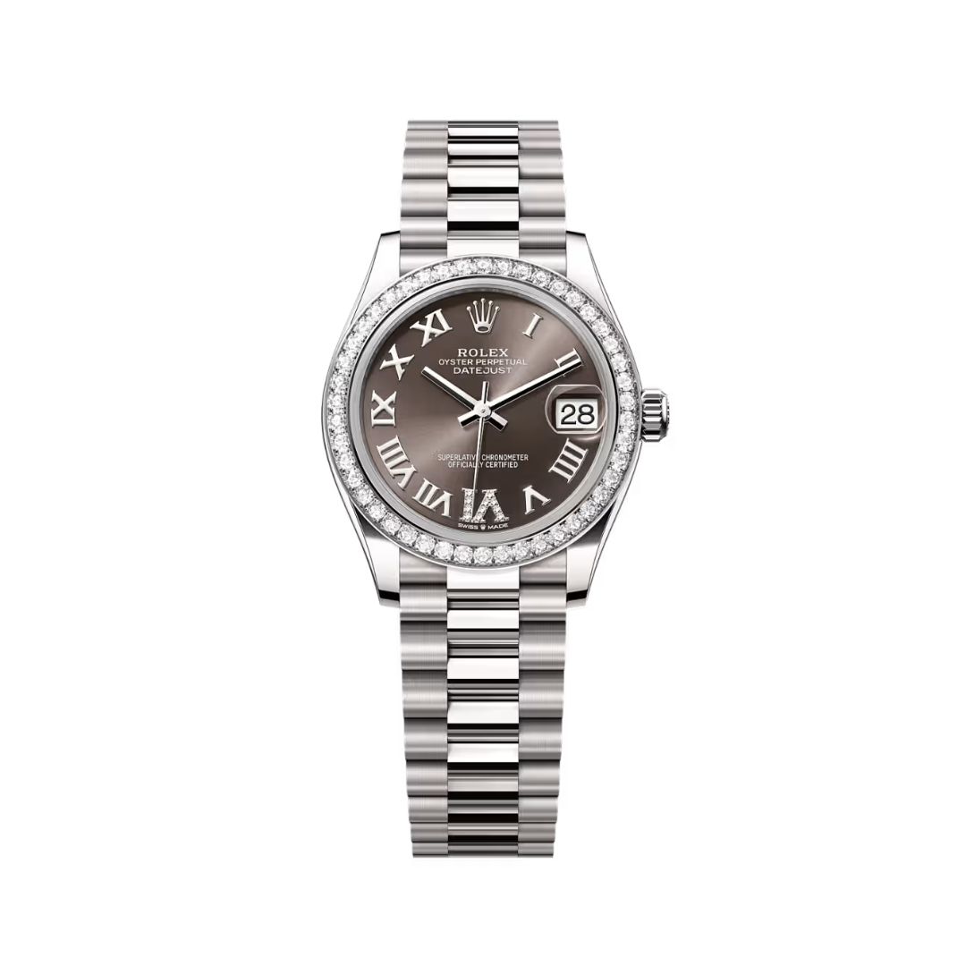 Đồng Hồ Rolex Datejust 31mm 278289RBR-0020 Mặt Số Xám Đậm Cọc Số La Mã Dây Đeo President Vàng Trắng