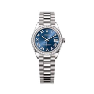 Đồng Hồ Rolex Datejust 31mm 278289RBR-0023 Mặt Số Xanh Sáng Cọc Số La Mã Dây Đeo President Vàng Trắng