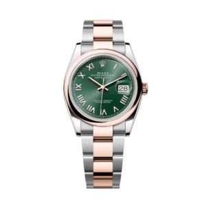 Đồng Hồ Rolex Datejust 36mm 126201-0052 Mặt Số Xanh Bạc Hà Cọc Số La Mã Dây Đeo Oyster Thép Vàng Hồng