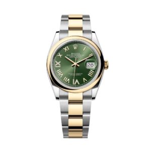 Đồng Hồ Rolex Datejust 36mm 126203-0050 Mặt Số Xanh Olive Cọc Số La Mã Dây Đeo Oyster Vàng Vàng