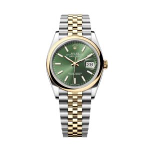 Đồng Hồ Rolex Datejust 36mm 126203-0057 Mặt Số Xanh Olive Cọc Dạ Quang Dây Đeo Jubilee Vàng Vàng