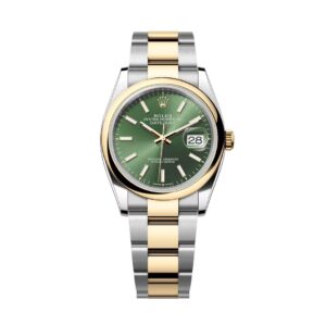 Đồng Hồ Rolex Datejust 36mm 126203-0058 Mặt Số Xanh Olive Cọc Số Dạ Quang Dây Đeo Oyster Vàng Vàng