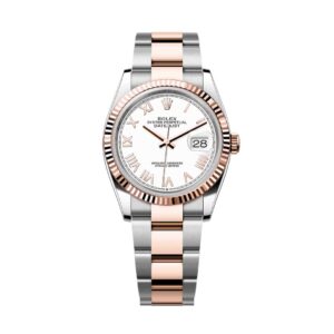 Đồng Hồ Rolex Datejust 36mm 126231-0046 Mặt Trắng Cọc Số La Mã Dây Đeo Oyster Vàng Hồng