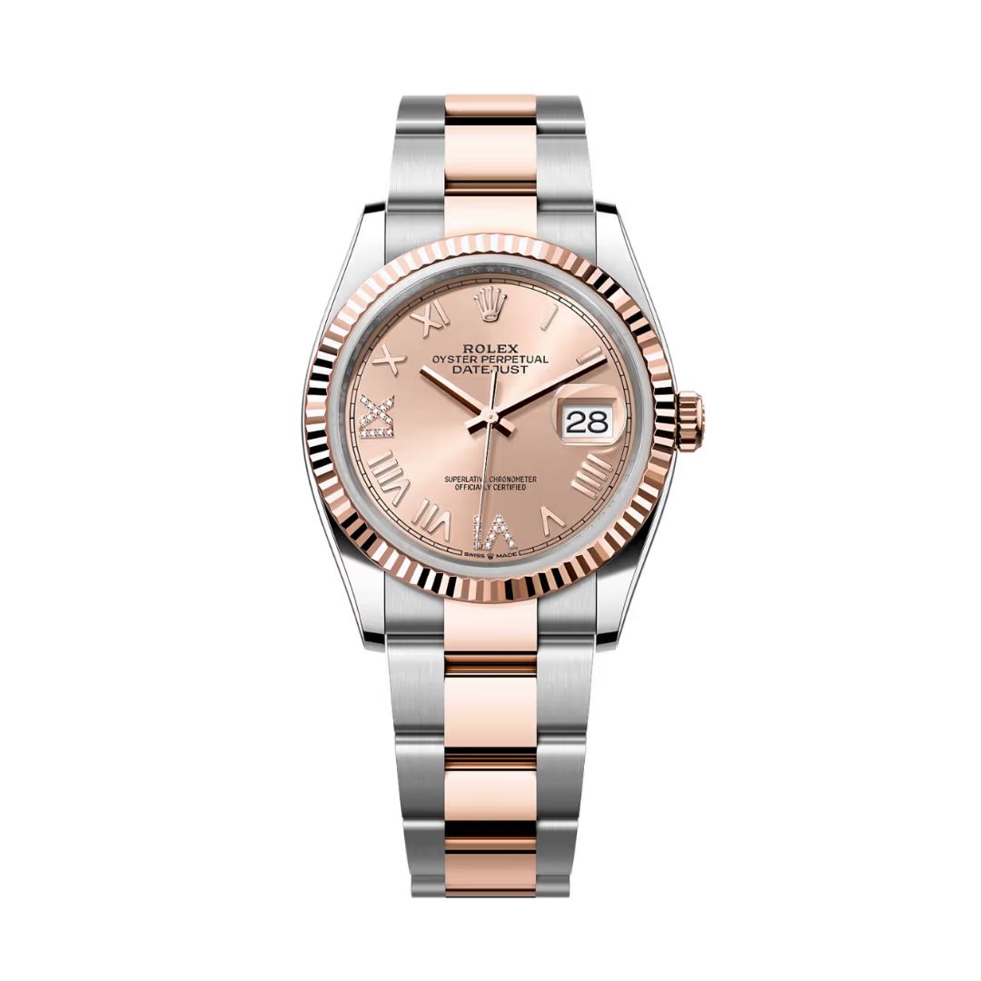 Đồng Hồ Rolex Datejust 36mm 126231-0050 Mặt Số Hoa Hồng Cọc Số La Mã Dây Đeo Oyster Vàng Hồng