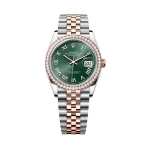 Đồng Hồ Rolex Datejust 36mm 126281RBR-0039 Mặt Số Xanh Bạc Hà Cọc Số La Mã Dây Đeo Jubilee Vàng Hồng