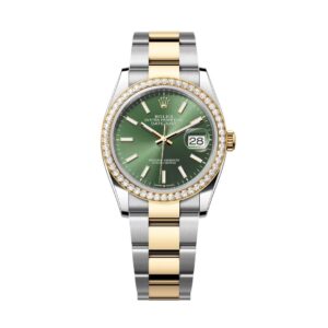 Đồng Hồ Rolex Datejust 36mm 126283RBR-0044 Mặt Số Xanh Olive Cọc Số Dạ Quang Dây Đeo Oyster Vàng Vàng