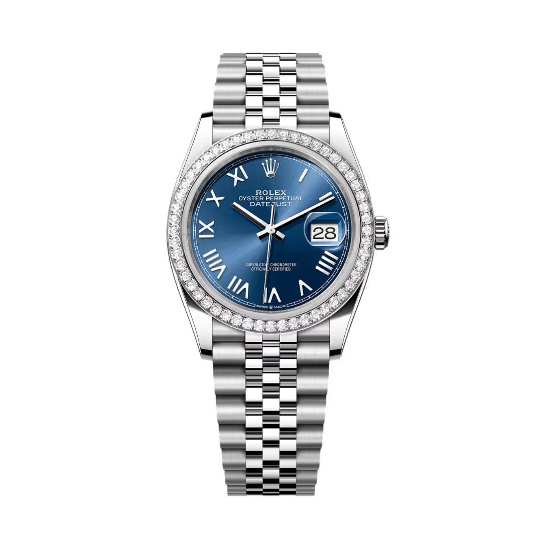 Đồng Hồ Rolex Datejust 36mm 126284RBR-0061 Mặt Số Xanh Sáng Cọc Số La Mã Dây Đeo Jubilee
