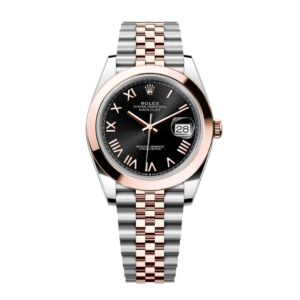 Đồng Hồ Rolex Datejust 41mm 126301-0024 Mặt Số Đen Cọc Số La Mã Dây Đeo Jubilee Vàng Hồng
