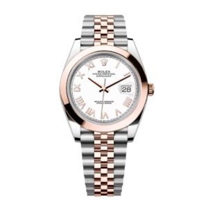 Đồng Hồ Rolex Datejust 41mm 126301-0026 Mặt Số Trắng Cọc Số La Mã Dây Đeo Jubilee Vàng Hồng