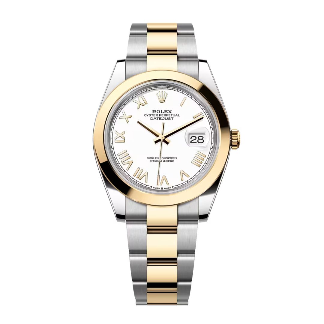 Đồng Hồ Rolex Datejust 41mm 126303-0025 Mặt Số Trắng Cọc Số La Mã Dây Đeo Oyster Vàng Vàng