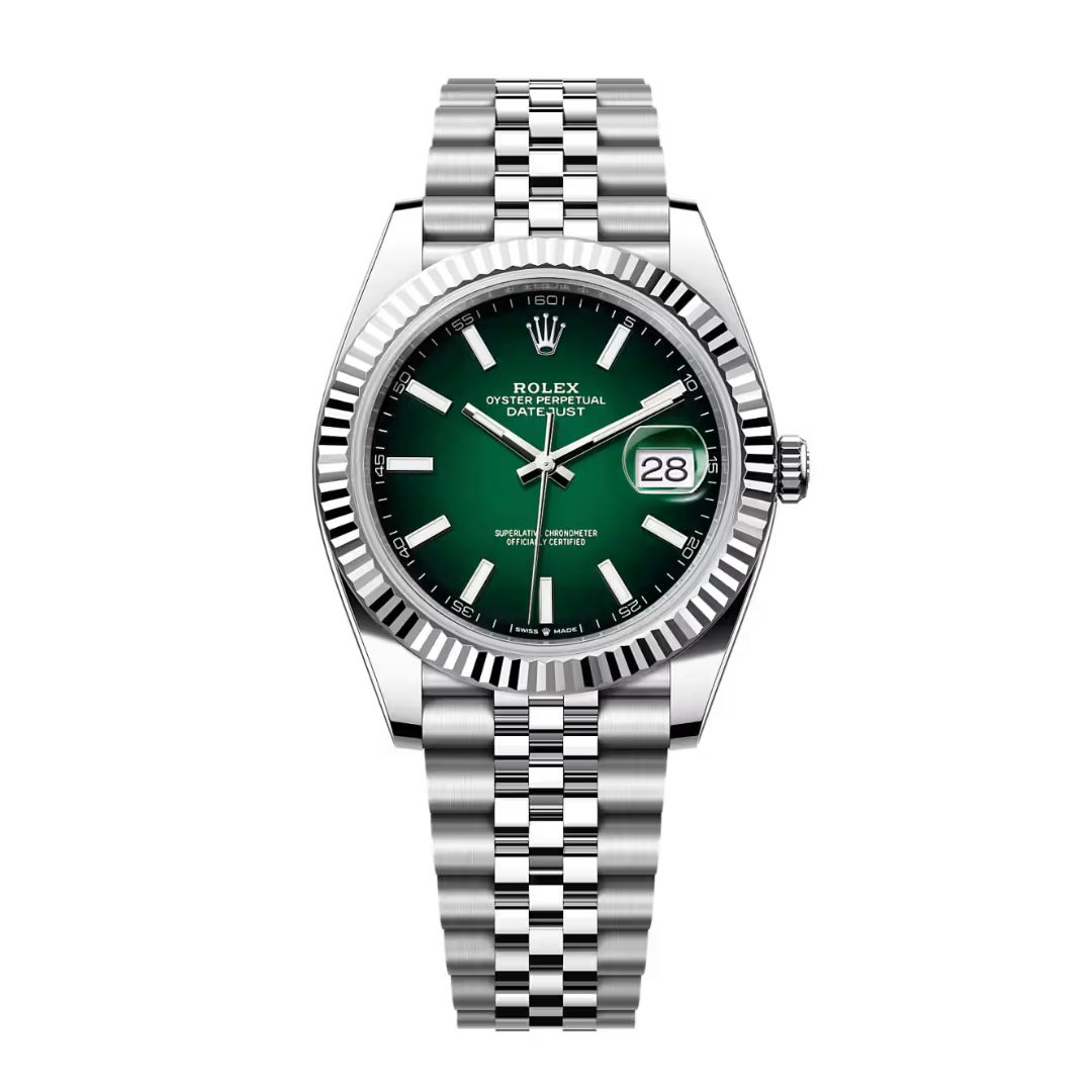 Đồng Hồ Rolex Datejust 41mm 126334-0034 Mặt Số Ombre Green Cọc Dạ Quang Dây Đeo Jubilee