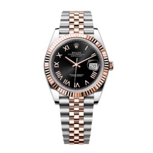 Đồng Hồ Rolex Datejust 41mm M126331-0024 Mặt Số Đen Cọc Số La Mã Dây Đeo Jubilee Vàng Hồng