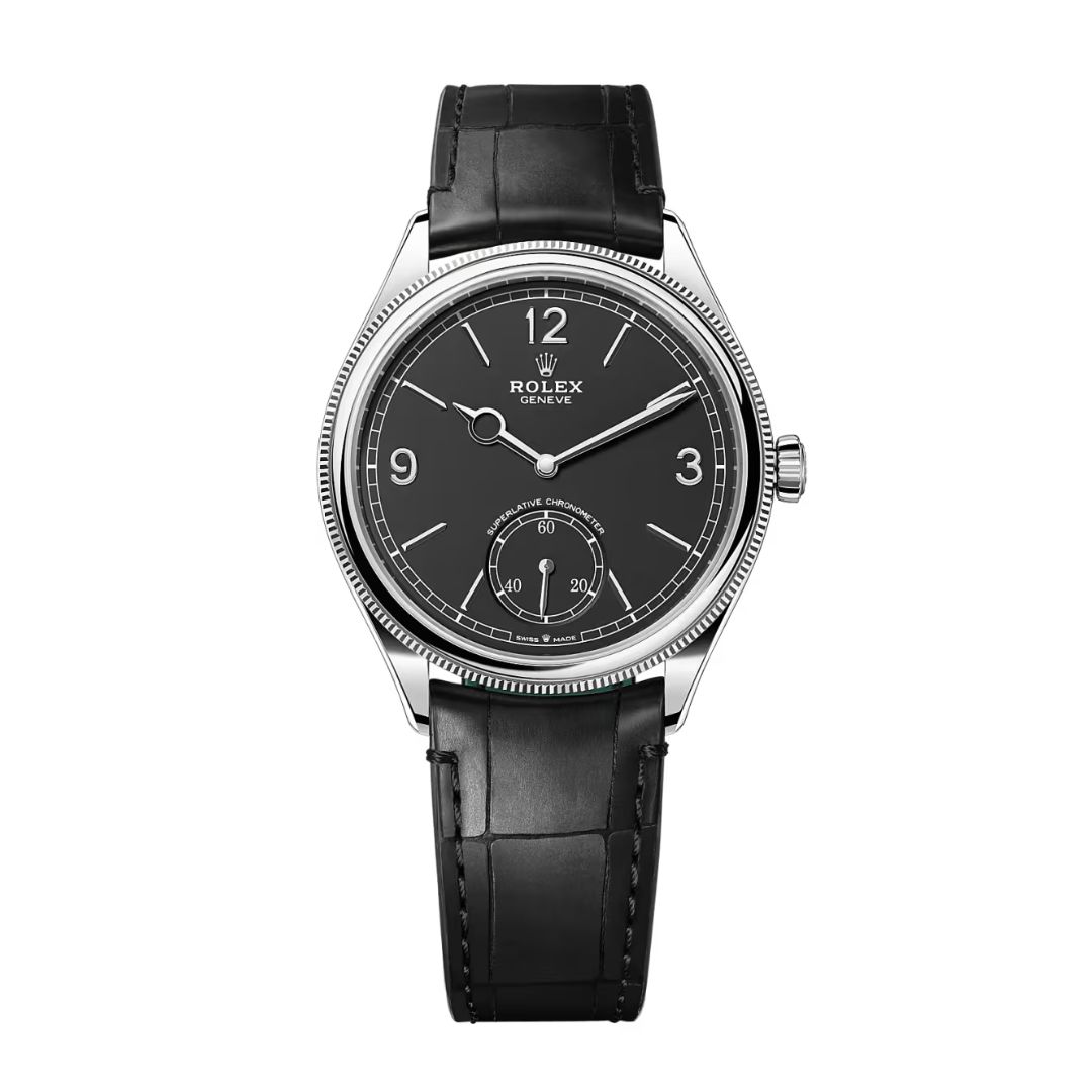 Đồng Hồ Rolex Perpetual 1908 39mm 52509-0002 Mặt Số Màu Đen Dây Da Cá Sấu