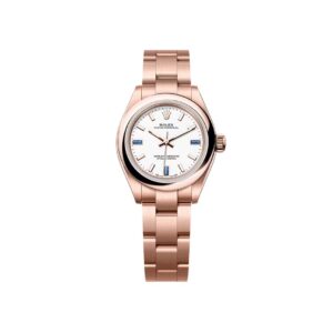 Đồng hồ Rolex Oyster Perpetual 28mm M276205-0002 Mặt Số Trắng Cọc Số Đá Tự Nhiên Dây Đeo Oyster Vàng Hồng