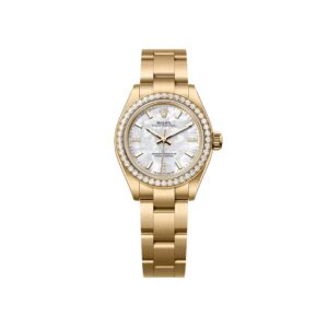 Đồng hồ Rolex Oyster Perpetual 28mm M276248RBR-0002 Mặt Số Khảm Trai Trắng Nạm Kim Cương Dây Đeo Oyster Vàng Vàng