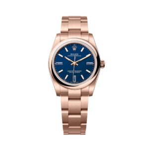 Đồng hồ Rolex Oyster Perpetual 34mm M124205-0002 Mặt Số Xanh Cọc Số Đá Tự Nhiên Dây Đeo Oyster Vàng Hồng