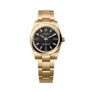 Đồng hồ Rolex Oyster Perpetual 34mm M124208-0001 Mặt Số Đen Cọc Số Đá Tự Nhiên Dây Đeo Oyster Vàng Vàng