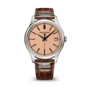 Đồng Hồ Patek Philippe Calatrava 39mm Date Sweep Seconds Rose Gilt-Opaline White Gold 5227G-015